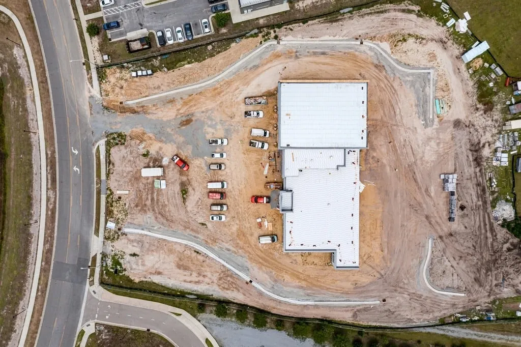 Aerial view of a construction site